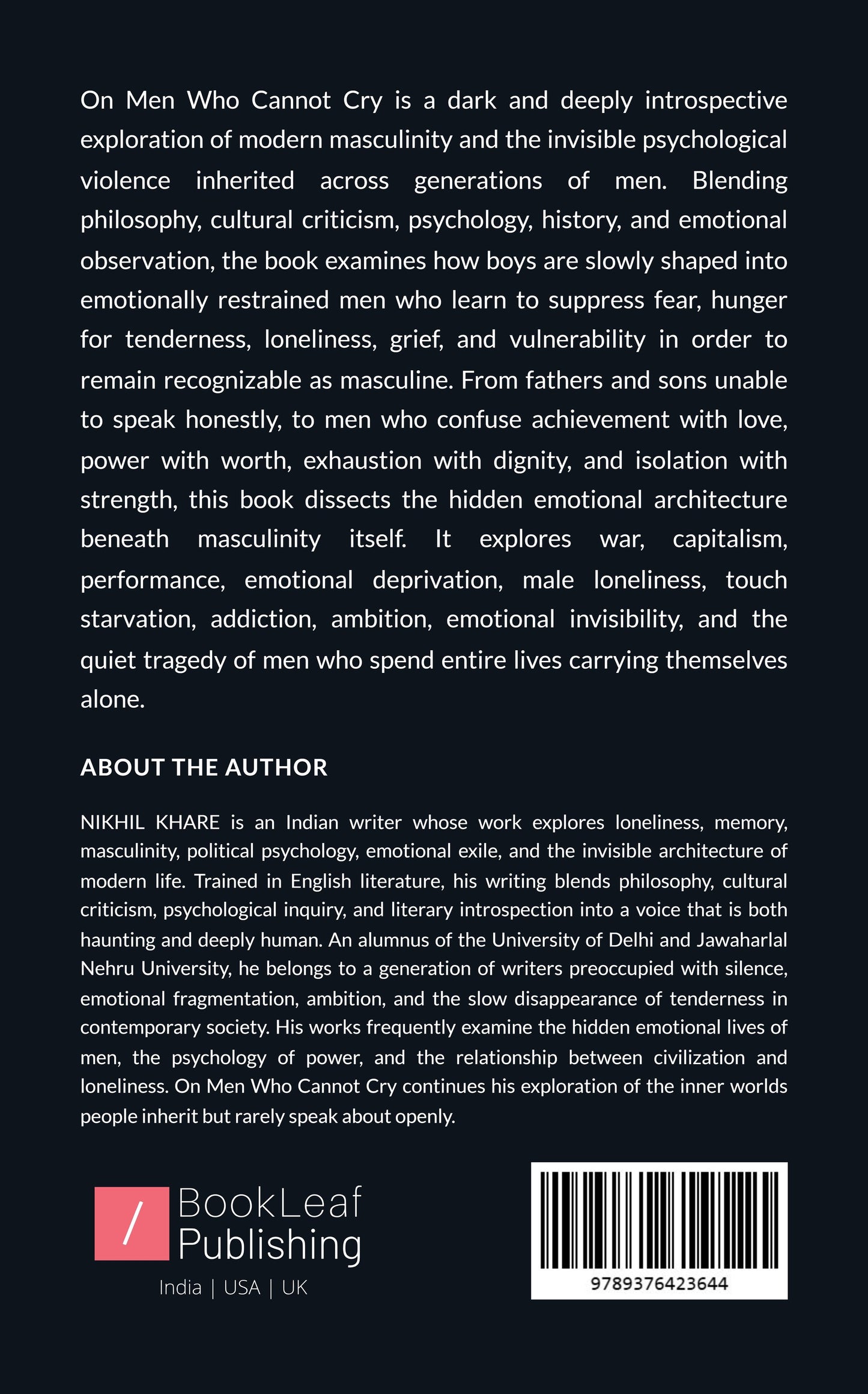 ON MEN WHO CANNOT CRY